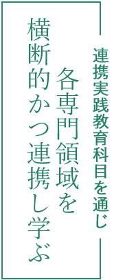 連携実践教育科目を通じ、各専門領域を横断的かつ連携し学ぶ